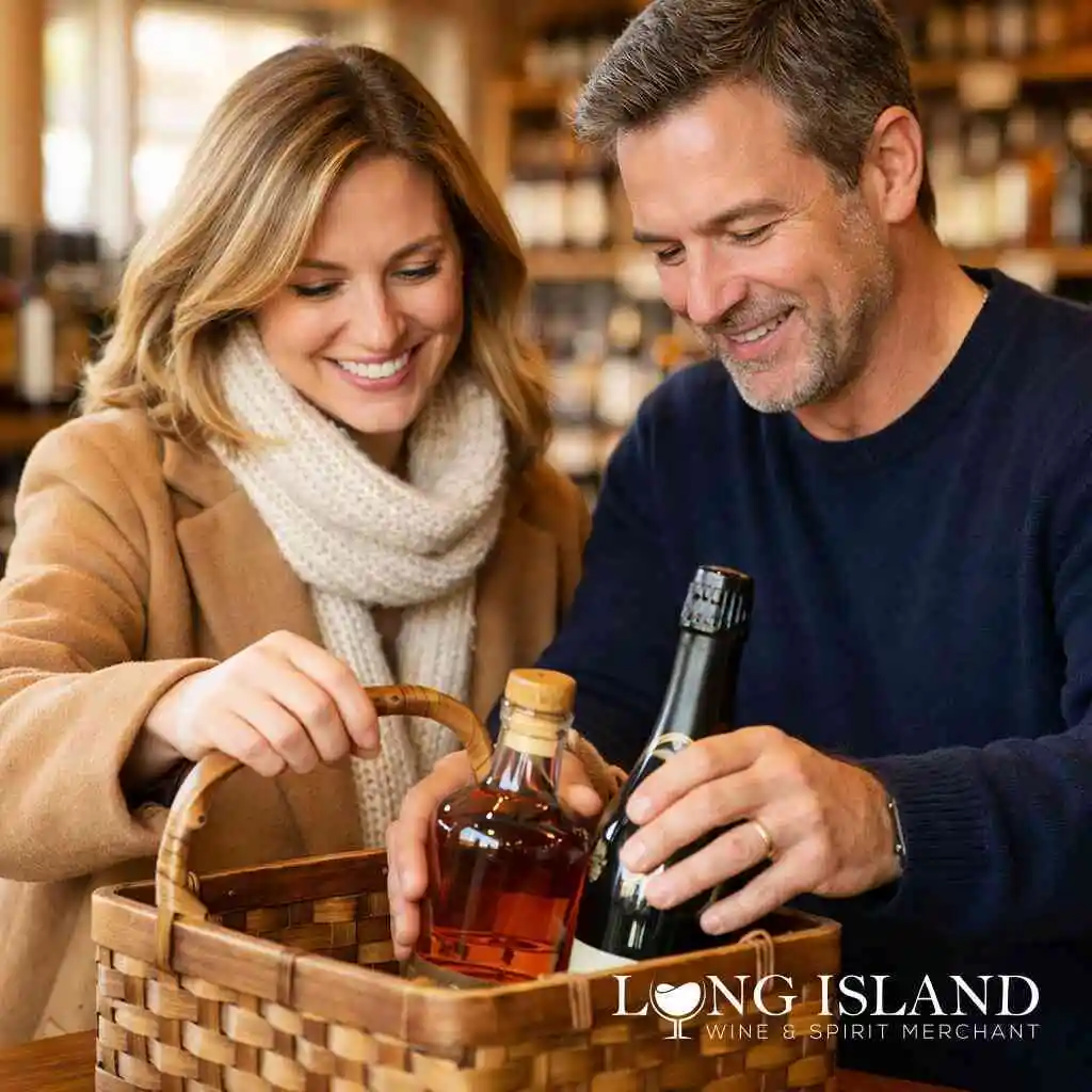 4. The white wine and sparkling bottles that keep the room moving — Long Island Liquor Store